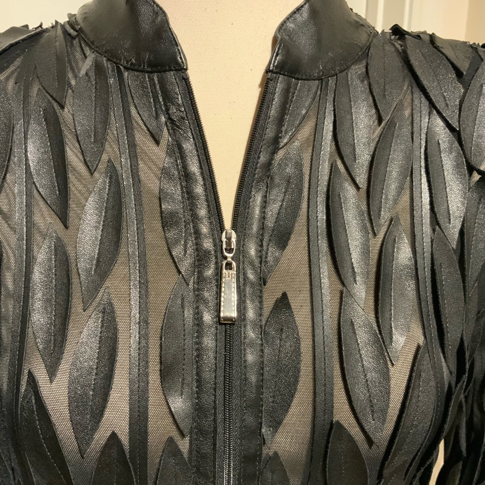 Frank Lyman Leather Leaf Patchwork Jacket - image 2